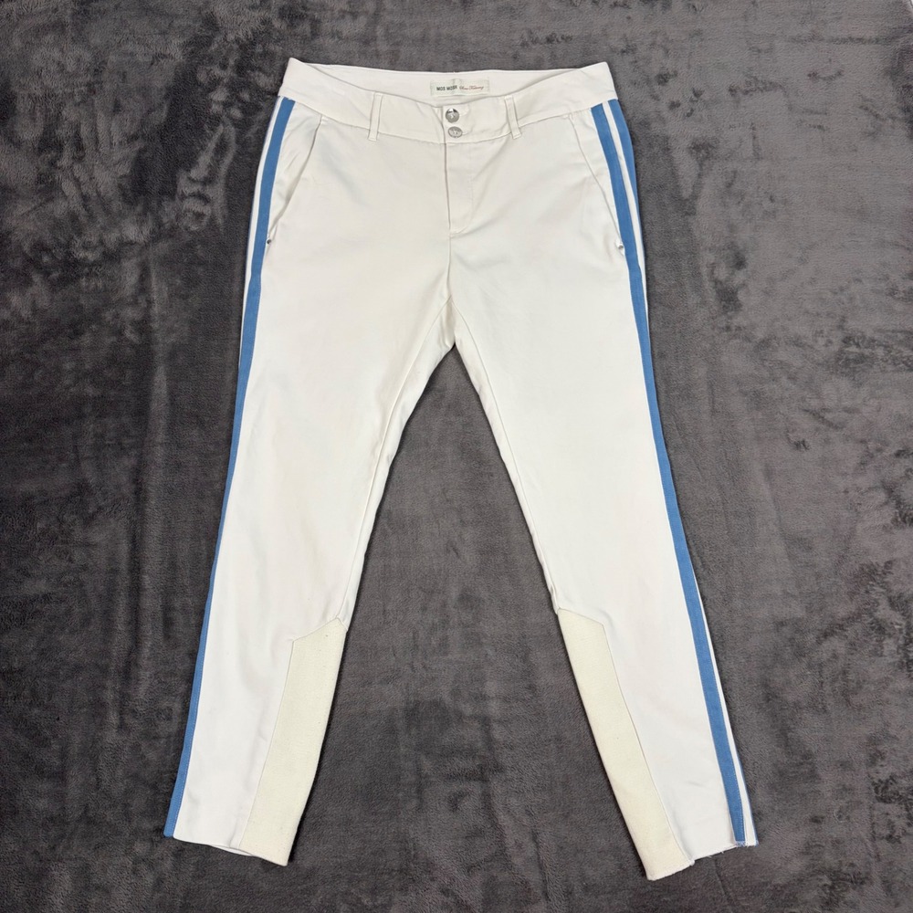 Mos Mosh Blake‎ Swift Pant Off White Blue Stripe Tailored Slim Trousers Size 40